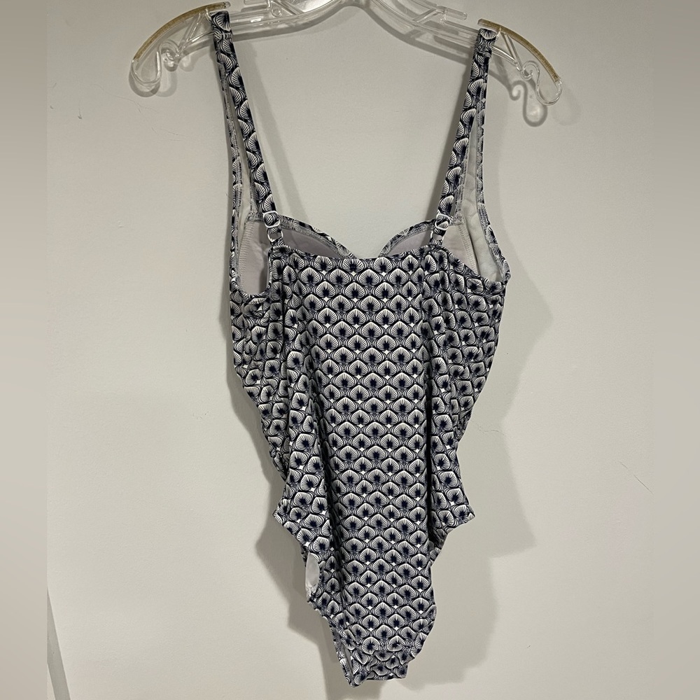 Bond-Eye Navy White Print One Piece Swimsuit Adjustable Strap 10 - Picture 3 of 7